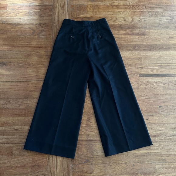 Me+EM Designer Black Wool Wide Leg Crop Pants High waisted Woman's 6 Polished - Picture 6 of 7